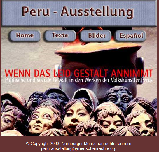 Screenshot der Webseite zur Peru Ausstellung